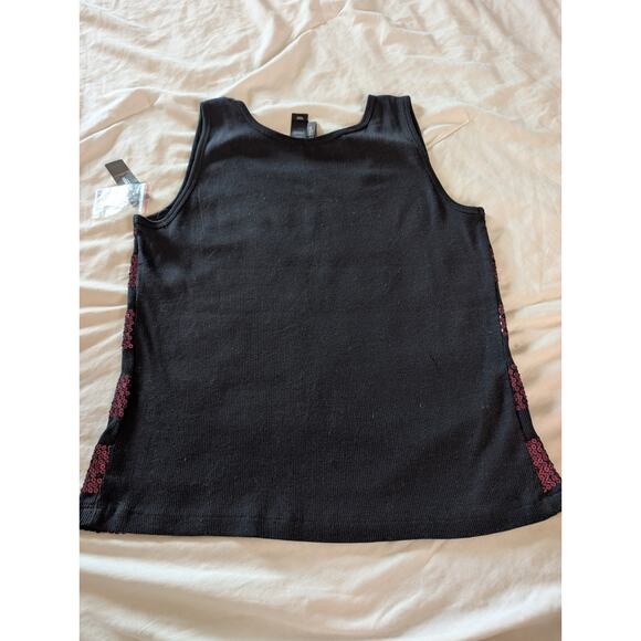 Bisou Bisou Black & Violet Sequin Tank Top L NWT Glam Party Y2K Clubwear - Picture 4 of 7